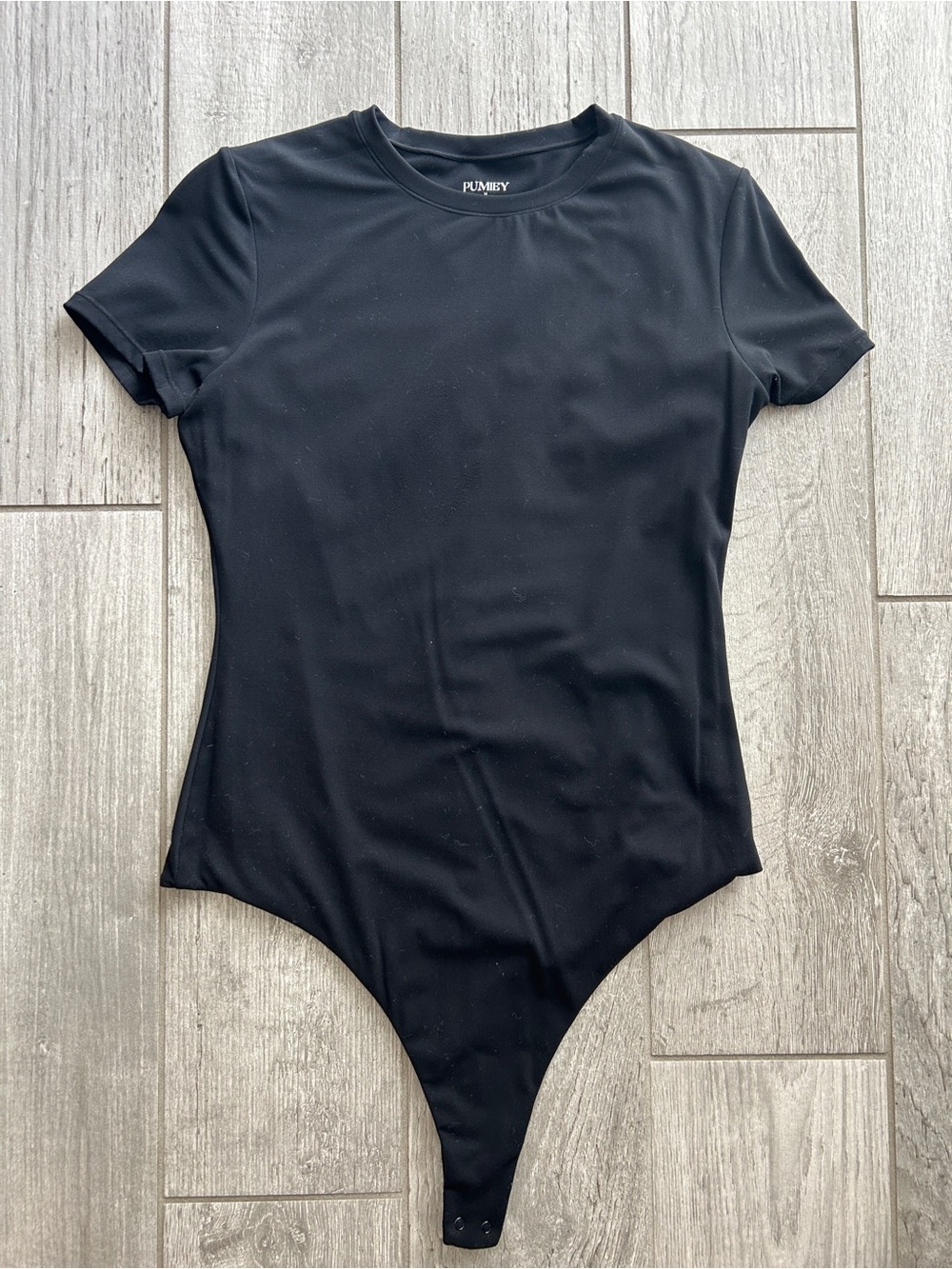 Pumiey Black Short Sleeve Bodysuit
